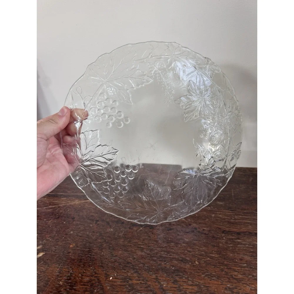 Vintage Mikasa‎ Grape Leaf Platter Clear Glass Serving Plate OS Cottagecore